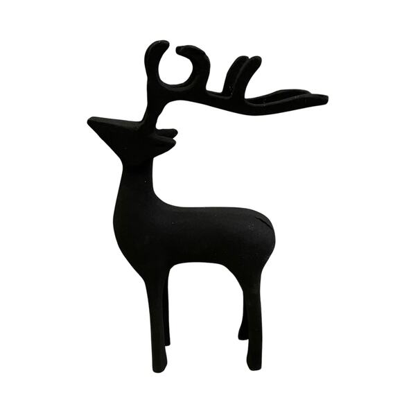 Set of 2 Black Metal Christmas Reindeer 11in Made in India Holiday Decor New - Picture 10 of 16